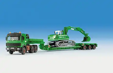 Bon Marché NEW! Kibri 13505 Mercedes Benz 3 -axle with 3 -axle Low-floor Semi-Trailer with load