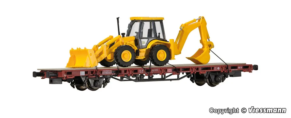 Commande En Gros NEW! Kibri 26260 Model w gablotce - Wagon platforma z koparko-ładowarką JCB 4CX
